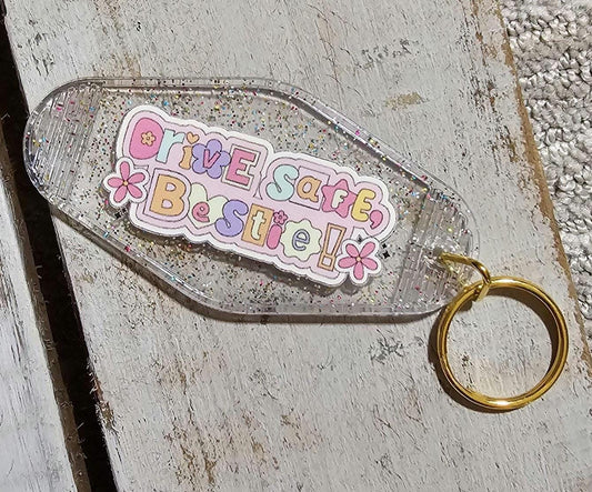 Cute Bestie Keychain - Glitter Keychain Sweet 16 Sixteen