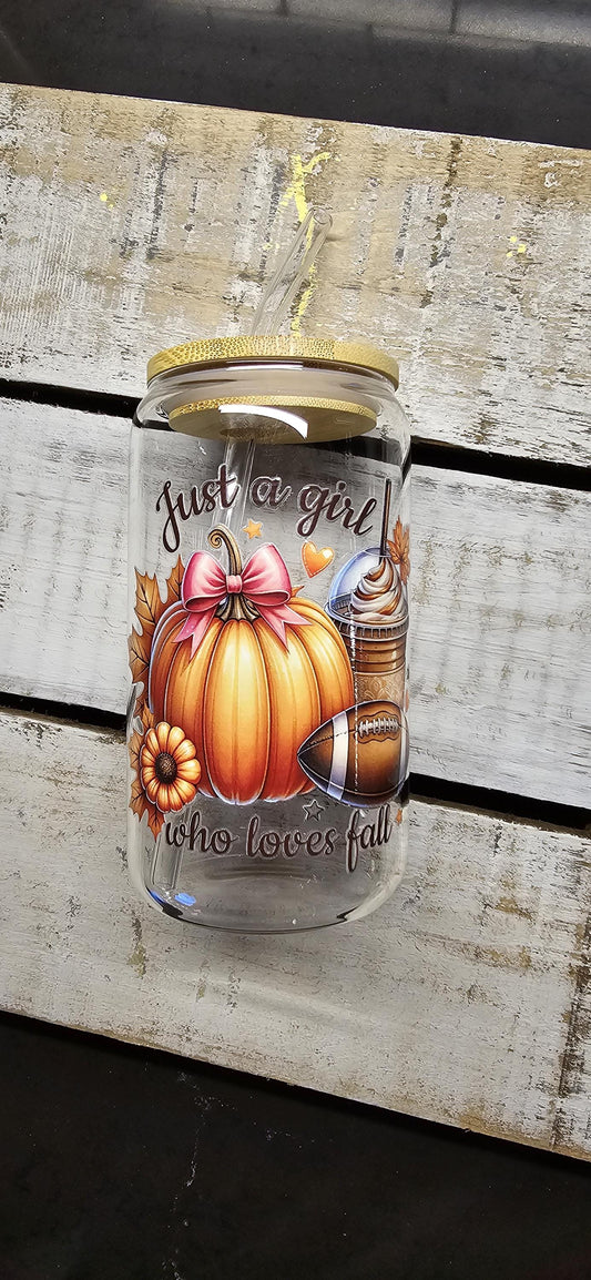 Cute Autumn Girl Cup | I love fall cup | Football | Pumpkin