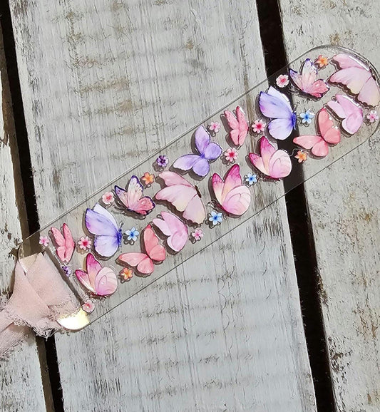 Acrylic Bookmark with Ribbon - Butterfly