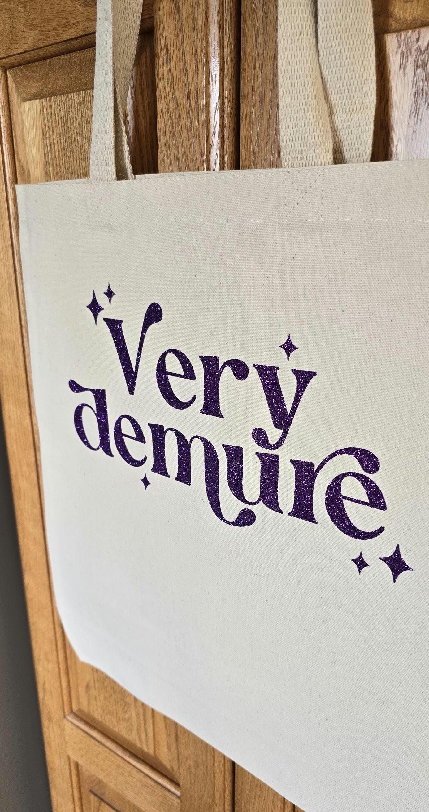 Very Demure Canvas Tote | Purple Glitter