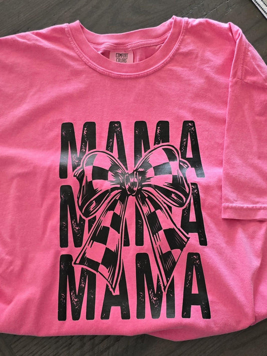 Cute Mama Bow T-shirt - Hot Pink