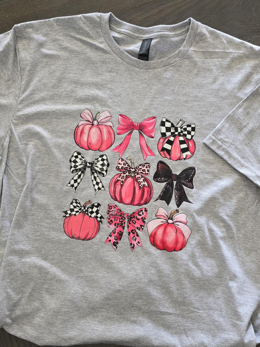 Cute Pumpkin Bow T-Shirt - Hot Pink and Black