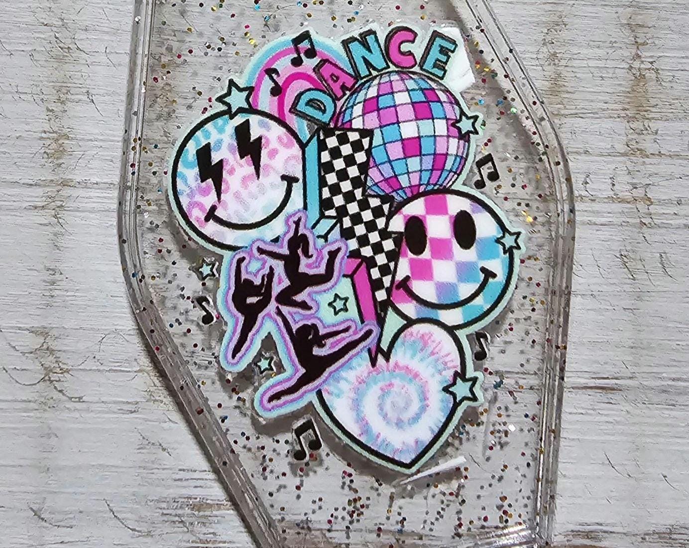 Dance Smiley Face Dancer Keychain - 90s Disco